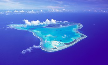 Cook Islands, atoll Aitutaki, aerial view