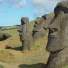 Easter Island, Moai statues on the hillside