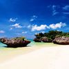 Japan, Okinawa islands, beach, rocks in the water