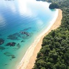 Panama, Bocas Del Toro, Bastimentos island, Wizard beach, aerial view