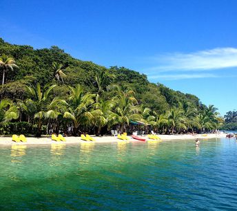 Panama, Bocas Del Toro, Colon island, Starfish beach, chairs