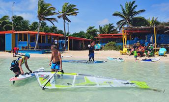 Bonaire island, surfers