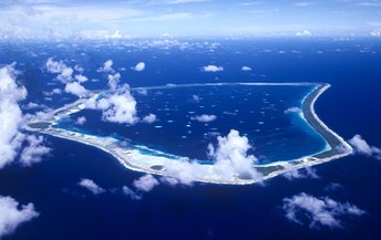 Cook Islands, Manihiki atoll, aerial view