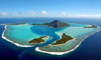 French Polynesia, Maupiti atoll, aerial view