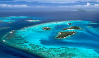 Grenadines, Tobago Cays islands, aerial view