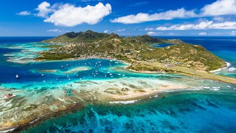 Grenadines, Union Island, airport, aerial view