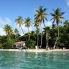 USVI, St. John island, Maho Bay beach, palms