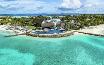 Maldives, South Male Atoll, SAii Curio Hilton, aerial view